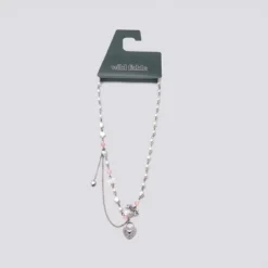 Beaded Station Necklace with Hearts, Star and Bows - Wild Fable™ White/Silver