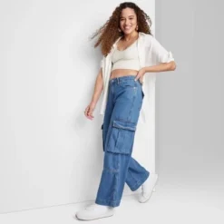 Women's Mid-Rise Cargo Baggy Wide Leg Utility Jeans - Wild Fable™ Medium Wash -Outlet Modish Gems Store GUEST 0a928f20 83bb 46c4 9de4 55951476d76a 3