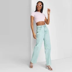 Women's High-Rise Straight Jeans - Wild Fable™ Light Teal Blue -Outlet Modish Gems Store GUEST 1d0d46c8 e2f2 4ed1 8899 9894463d30ed 2