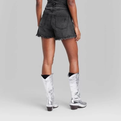 Women's High-Rise Curvy EasyRigid Denim Shorts - Wild Fable™ Black Wash 2 Women's High-Rise Curvy EasyRigid Denim Shorts - Wild Fable™ Black Wash - Image 2