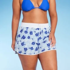 Women's 4" Inseam High Waist Lace-Up Board Shorts - Wild Fable™ Blue Floral Print -Outlet Modish Gems Store GUEST 1ff6dd84 7ef1 46c3 81c8 de41223e7a58