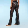 Women's Sheer Lace Flare Cover Up Pants - Wild Fable™ Black
