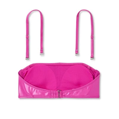 Women's Faux Leather Bandeau Bikini Top - Wild Fable™ Pink 6 Women's Faux Leather Bandeau Bikini Top - Wild Fable™ Pink - Image 6