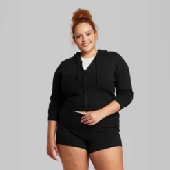 Women's Full Zip Hoodie Sweater - Wild Fable™ Black