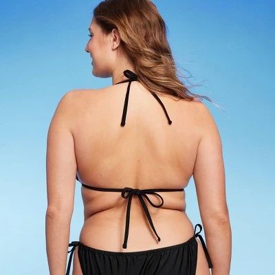 Women's Crochet Square Triangle Bikini Top - Wild Fable™ Black/Pink 4 Women's Crochet Square Triangle Bikini Top - Wild Fable™ Black/Pink - Image 4