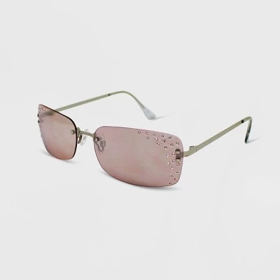 Women's Rhinestone Rimless Metal Rectangle Sunglasses - Wild Fable™ Silver 1 Women's Rhinestone Rimless Metal Rectangle Sunglasses - Wild Fable™ Silver