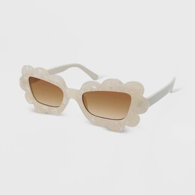 Women's Solid Plastic Novelty Marbleized Cateye Sunglasses - Wild Fable™ Ivory 1 Women's Solid Plastic Novelty Marbleized Cateye Sunglasses - Wild Fable™ Ivory