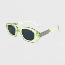 Women's Plastic Metal Combo Crystal Oval Sunglasses - Wild Fable™ Lime Green