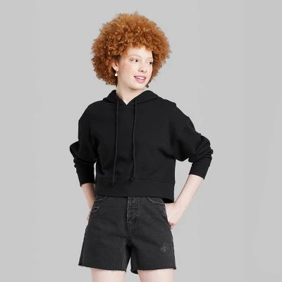 Women's Cropped Hoodie - Wild Fable™ Black 1 Women's Cropped Hoodie - Wild Fable™ Black