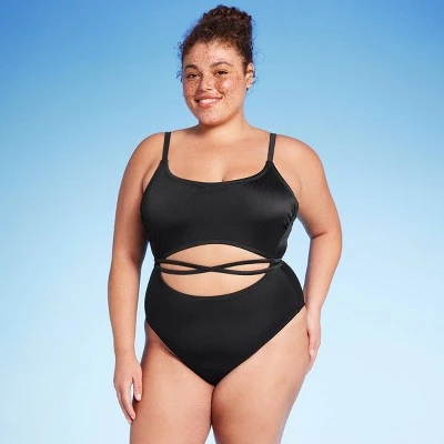 Women's Wrap Cut Out Cheeky One Piece Swimsuit - Wild Fable™ Black 4 Women's Wrap Cut Out Cheeky One Piece Swimsuit - Wild Fable™ Black - Image 4
