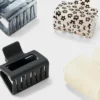 Flower and Glitter Rectangle Mini Claw Hair Clip Set 4pc - Wild Fable™ Black/White