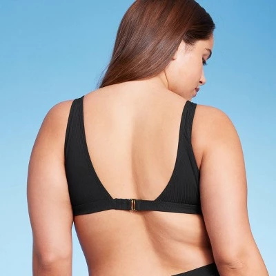 Women's Ribbed Scoop Bralette Bikini Top - Wild Fable™ Black 4 Women's Ribbed Scoop Bralette Bikini Top - Wild Fable™ Black - Image 4