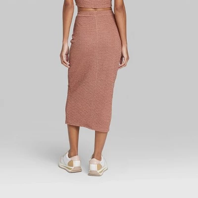 Women's Puckered Knit Midi Skirt - Wild Fable™ Dark Teal Blue 2 Women's Puckered Knit Midi Skirt - Wild Fable™ Dark Teal Blue - Image 2