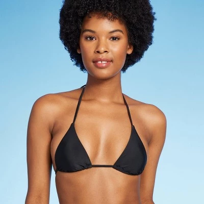 Women's Low Coverage Mini Triangle Bikini Top - Wild Fable™ Black 2 Women's Low Coverage Mini Triangle Bikini Top - Wild Fable™ Black - Image 2