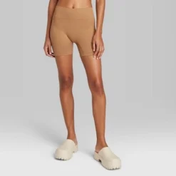 Women's High-Rise Seamless Bike Shorts - Wild Fable™ Dark Brown