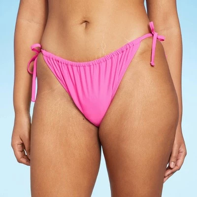 Women's Side-Tie Low-Rise Adjustable Bikini Bottom - Wild Fable™ Pink 3 Women's Side-Tie Low-Rise Adjustable Bikini Bottom - Wild Fable™ Pink - Image 3