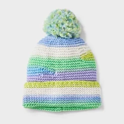 Pre-Consumed Recycled Pom Beanie - Wild Fable™ Green/purple -Outlet Modish Gems Store GUEST 49c53ab3 7f7f 4625 91ad ddeb4cf4f23b