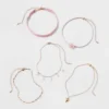 Rose Fabric and Heart Drop Choker Necklace Set 5pc - Wild Fable™ Gold/Pink