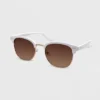 Women's Plastic Metal Combo Square Clubmaster Solid Sunglasses - Wild Fable™ White