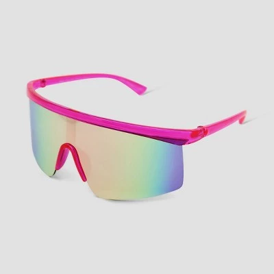 Women's Crystal Plastic Shield Sunglasses - Wild Fable™ Pink 1 Women's Crystal Plastic Shield Sunglasses - Wild Fable™ Pink
