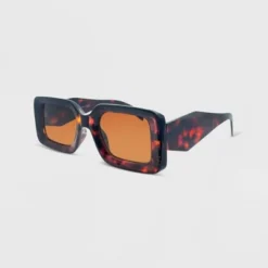 Women's Plastic Rectangle Sunglasses - Wild Fable™ Dark Brown/Tortoise Print