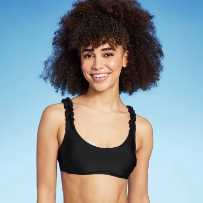 Women's Ruffle Strap Bralette Bikini Top - Wild Fable™ Light Blue 2 Women's Ruffle Strap Bralette Bikini Top - Wild Fable™ Light Blue - Image 2