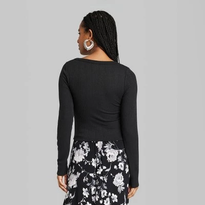 Women's Long Sleeve Pointelle T-Shirt - Wild Fable™ White 2 Women's Long Sleeve Pointelle T-Shirt - Wild Fable™ White - Image 2