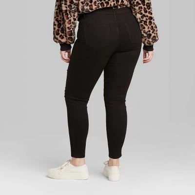 Women's Super-High Rise Distressed Skinny Jeans - Wild Fable™ Black 5 Women's Super-High Rise Distressed Skinny Jeans - Wild Fable™ Black - Image 5