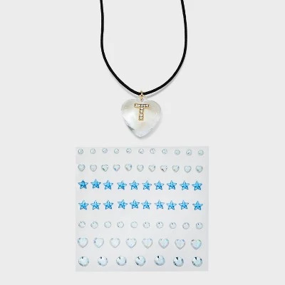 Acrylic Heart with Face Gems Pendant Necklace - Wild Fable™ Clear/Black 15 Acrylic Heart with Face Gems Pendant Necklace - Wild Fable™ Clear/Black - Image 15