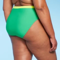 Women's Medium Coverage High Waist High Leg Bikini Bottom - Wild Fable⢠Green