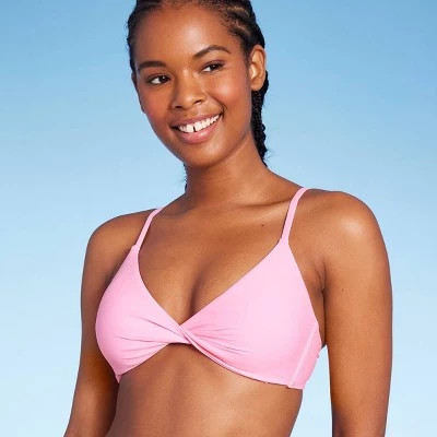Women's Twist-Front Bralette Bikini Top - Wild Fable™ Pink 2 Women's Twist-Front Bralette Bikini Top - Wild Fable™ Pink - Image 2