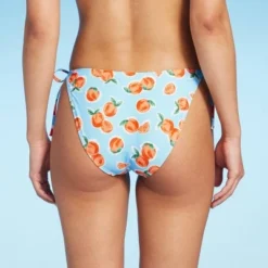 Women's Orange Print Side-Tie Scoop Front Bikini Bottom - Wild Fable⢠Blue