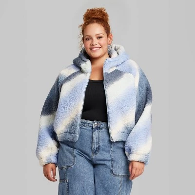 Women's Faux Shearling Full Zip-Up Sweatshirt - Wild Fable™ Off-white 1 Women's Faux Shearling Full Zip-Up Sweatshirt - Wild Fable™ Off-white