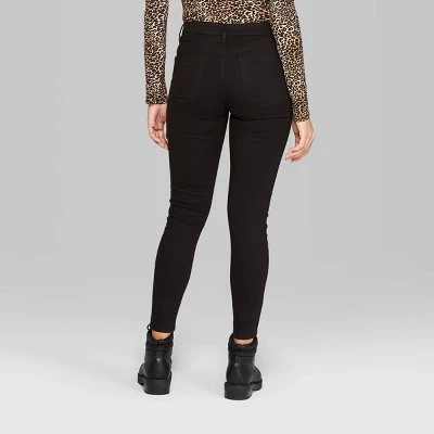 Women's Super-High Rise Distressed Skinny Jeans - Wild Fable™ Black 2 Women's Super-High Rise Distressed Skinny Jeans - Wild Fable™ Black - Image 2
