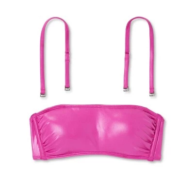 Women's Faux Leather Bandeau Bikini Top - Wild Fable™ Pink 5 Women's Faux Leather Bandeau Bikini Top - Wild Fable™ Pink - Image 5