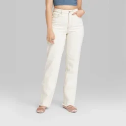 Women's High-Rise Curvy Straight Jeans - Wild Fable™ Cream