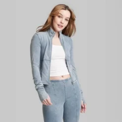 Women's Acid Wash Zip-Up Sweatshirt - Wild Fable™ Indigo
