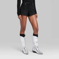 Women's High-Rise Curvy Rolled Cuff Denim Shorts - Wild Fable™ Medium Wash