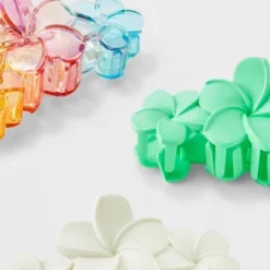 Flower Ombre and Solid Claw Hair Clip Set 3pc - Wild Fable™ Pink/Blue/Purple