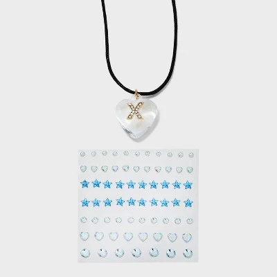 Acrylic Heart with Face Gems Pendant Necklace - Wild Fable™ Clear/Black 19 Acrylic Heart with Face Gems Pendant Necklace - Wild Fable™ Clear/Black - Image 19