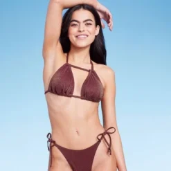 Women's Convertible Halter Triangle Bikini Top - Wild Fable™ Brown Lurex -Outlet Modish Gems Store GUEST 99a4dc87 fd36 426b 8a5f 1684cc5a2d8d
