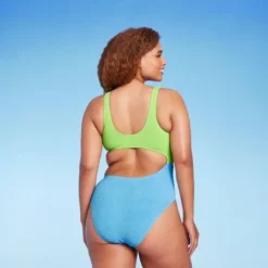 Women's Cut Out One Piece Swimsuit - Wild Fable™ Bright Green/bright Blue -Outlet Modish Gems Store GUEST 9f69b954 34ff 4301 b108 616d7159a3ae