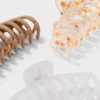 Flower Print and Solid Claw Hair Clip Set 3pc - Wild Fable™ Tan/Cream/Clear