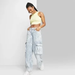 Women's Mid-Rise Cargo Baggy Wide Leg Utility Jeans - Wild Fable™ Railroad Striped -Outlet Modish Gems Store GUEST a038933f d2bf 41d5 8316 b2138364b27d 2