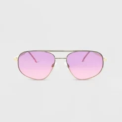 Women's Metal Aviator Sunglasses - Wild Fable™ Gold Purple