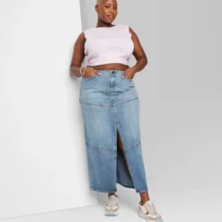 Women's Mid-Rise Chevron Denim Maxi Skirt - Wild Fable™ Medium Wash -Outlet Modish Gems Store GUEST a99af4d1 28c4 4c40 950d b0993b1b4528 4