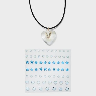 Acrylic Heart with Face Gems Pendant Necklace - Wild Fable™ Clear/Black 17 Acrylic Heart with Face Gems Pendant Necklace - Wild Fable™ Clear/Black - Image 17