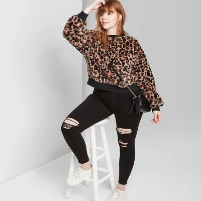 Women's Super-High Rise Distressed Skinny Jeans - Wild Fable™ Black 3 Women's Super-High Rise Distressed Skinny Jeans - Wild Fable™ Black - Image 3