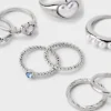 Pearl Heart and Star Ring Set 8pc - Wild Fable™ Silver