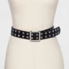 Women's Double Laser Cut Adjustable Western Grommet Belt - Wild Fable™ Black